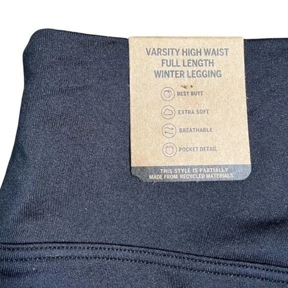 NWT VS PINK Active Ultimate Varsity High Waist Full Length Winter Leggings Black - Picture 6 of 9